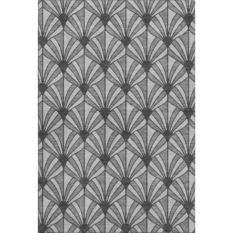 Premium Machine Washable Mayfield AMF2426 Striped Rug, Gray, 9' x 12'