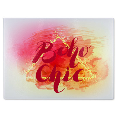 Boho Chic Lettering Glass Chopping Board