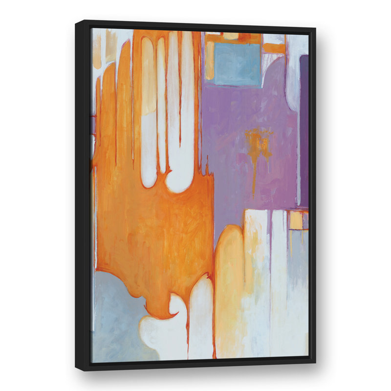 Orange And Purple Abstract Floating Framed Canvas, 37.75" H x 25.75" W
