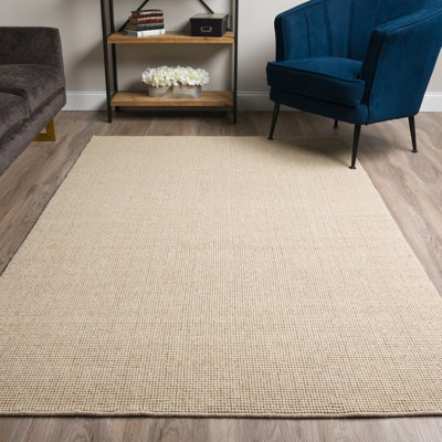 Tapis en laine avoine crocheté à la main Dionne