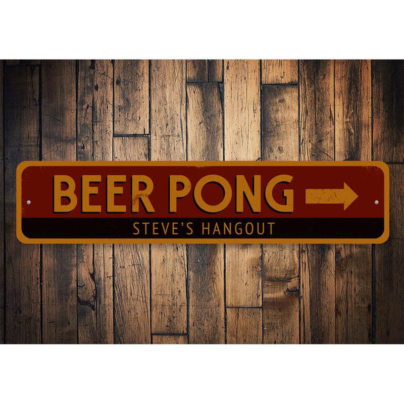 Enseigne en forme de flèche Beer Pong, H 6 po x l 24 po x P 0,06 po