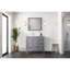 Meuble-lavabo gris patiné 36 po X P 22 po D, décalé à gauche et plateau en quartz blanc-117978789