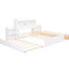 Lit double pleine grandeur avec lit gigogne simple, 2 tiroirs, tablettes coulissantes, fabrication en bois massif, sans sommier, tiroirs et cadre blancs pour la chambre à coucher