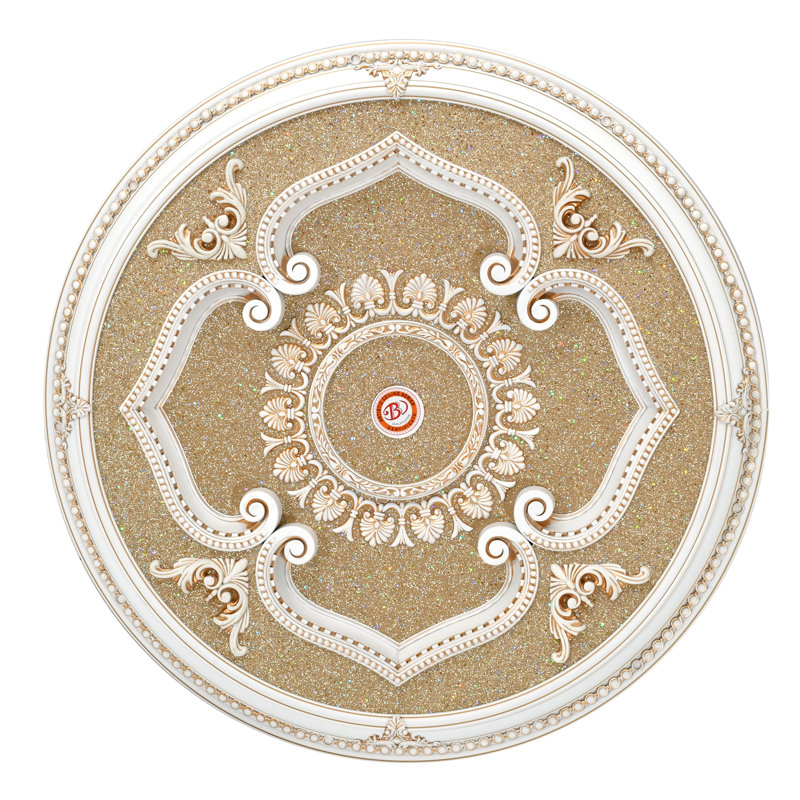 Gold Sparkle Four Leaf Clover Round Ceiling Medallion