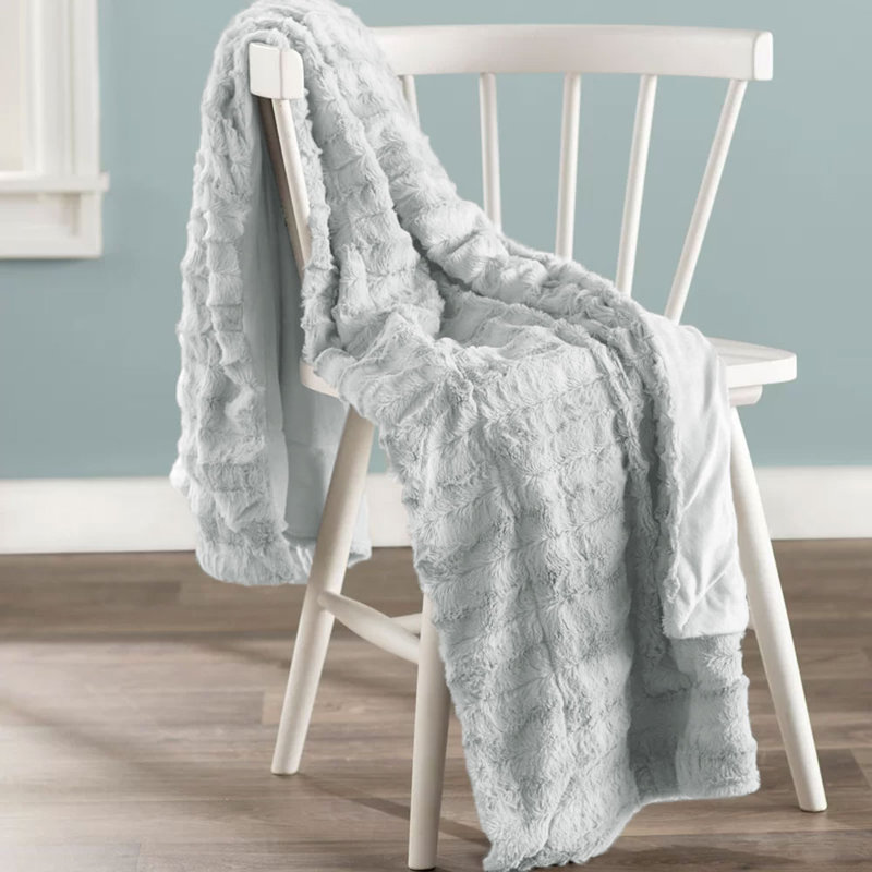 Knitted Throw Blanket, Light Gray