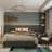 The Large Fabric Platform Bed Is Equipped With A Large Bedside Board. As The Highlight Of The Bedroom Furniture, It Uses A Grey Velvet Fabric To Highlight The Low -key Luxury.