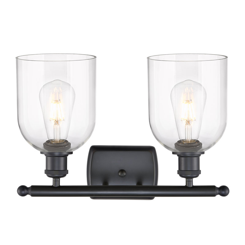 Éclairage pour meuble-lavabo à 2 lumières à intensité variable Allysson, Transparent, Noir mat