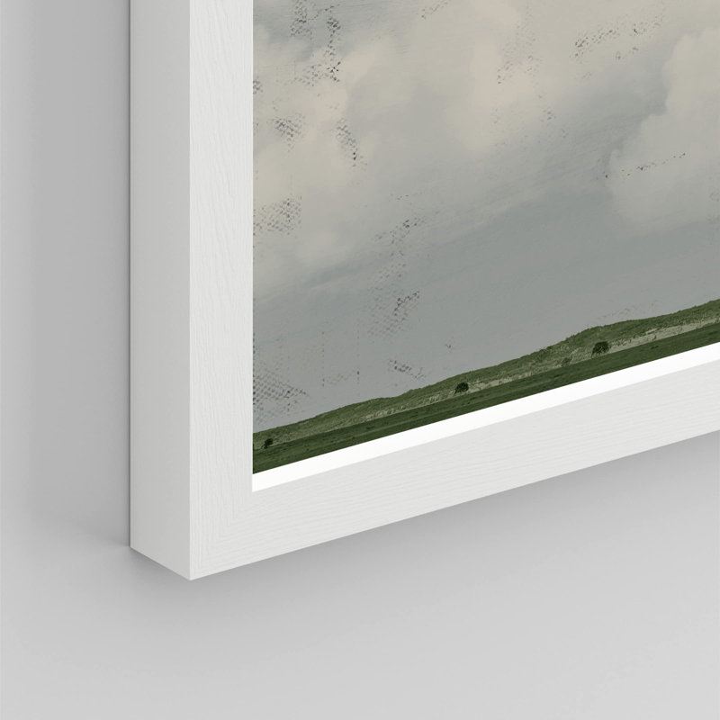 «White Clouds Pastoral Landscape» sur papier, Blanc, H 11 po x l 14 po
