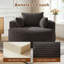 Fauteuil rond 55 po en velours côtelé pelucheux avec coussins décoratifs - gris-386146914