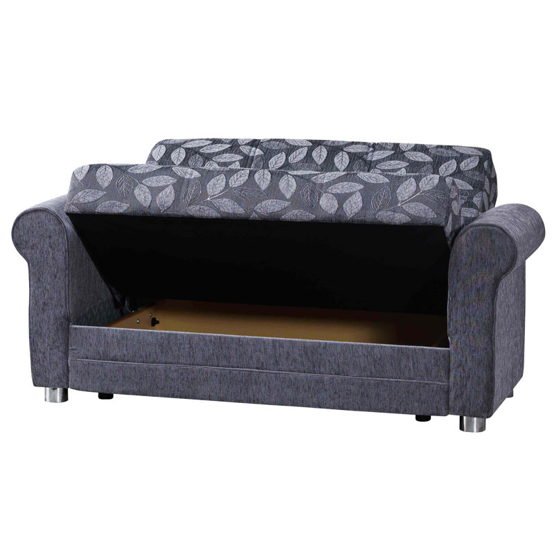 Rio 63 in. Fabric Upholstered 2-Seater 3-in-1 Sleeper Loveseat with Storage, Gray