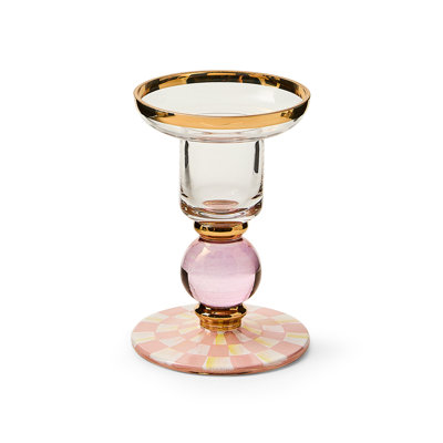 Rosy Check Large Glass Candlestick
