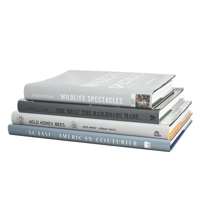 Livres décoratifs - pile de table basse en granit - 4 livres gris