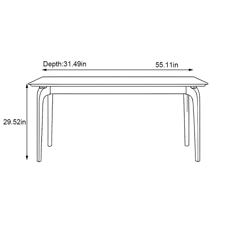 Small household rectangular solid wood table, 29.52"H x 55.11"L x 31.49"W