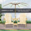 Chaise Adirondack en bois pour deux pour l'extérieur Outsunny, ensemble de chaises de foyer d'extérieur avec table et trou pour parasol, chaises de patio pour la cour, piscine, terrasse, naturel