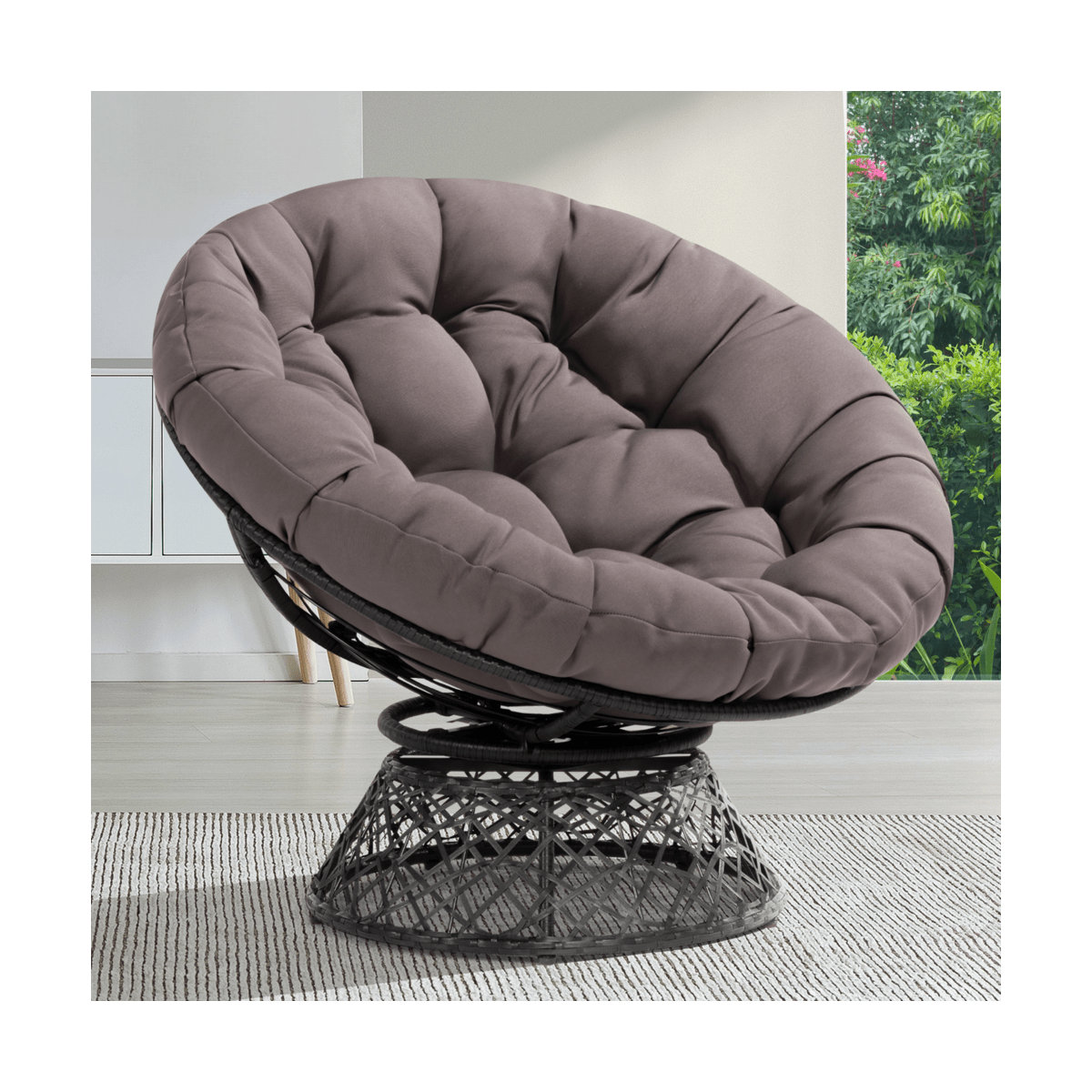 Bayou Breeze Ariyelle Swivel Papasan Accent Chair with Extra Thick Cushion