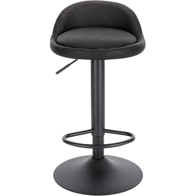 Mettawa Swivel Upholstered Adjustable Height Counter Stool with Metal Frame, Anthracite