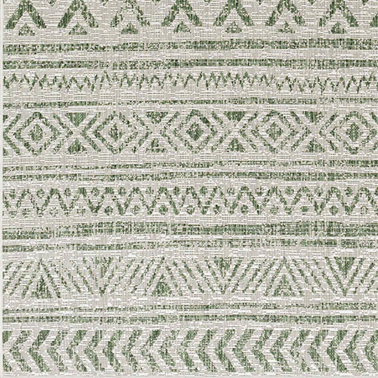 Trachoni Indoor & Outdoor Boho Moss Green Rug