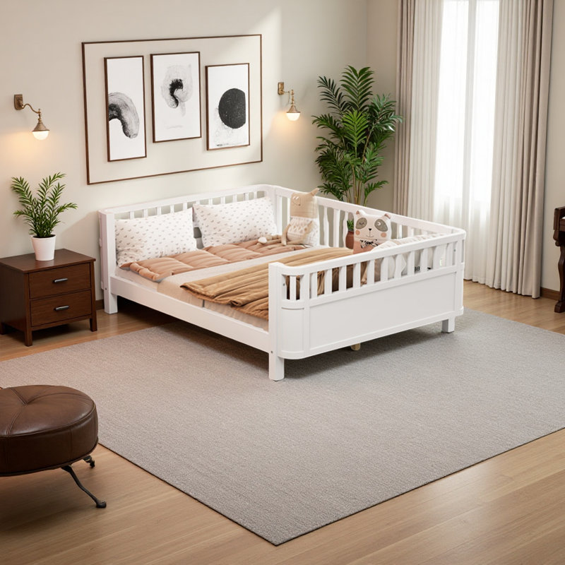 Wood Platform Bed, Full, White
