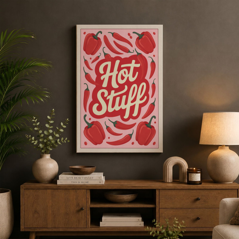 Hot Stuff Retro - Wrapped Canvas, 24x16 - 61.0 x 40.6 cm, Teal Border