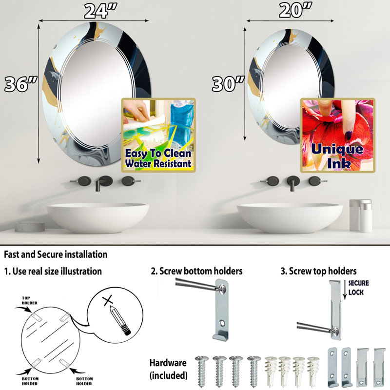 Miroir mural Radames, 36 po x 24 po