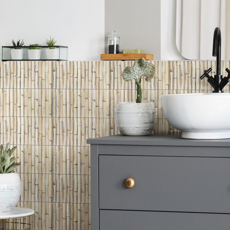 Bamboo 5.88'' W x 11.88'' L Tile, Sandy White