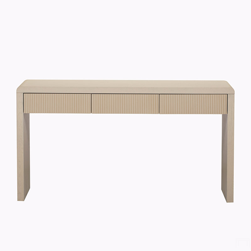 Console rustique avec 3 tiroirs cannelés, Beige