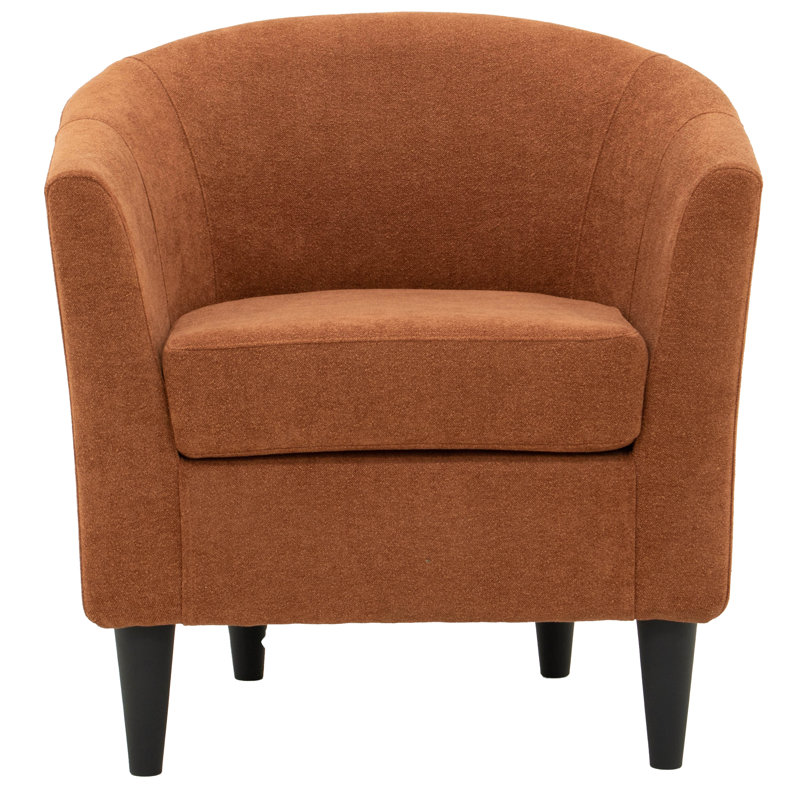 Kronos Upholstered Barrel Chair, Chloe Clay Polyester, Black