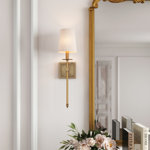 1-Light Metal Wallchiere with Linen Shade