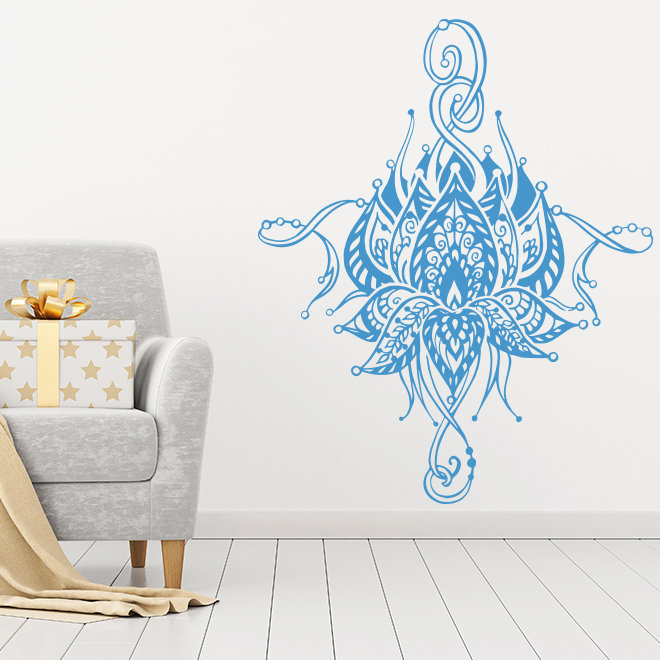 Décalcomanie murale fleur lotus Buller, Bleu givré
