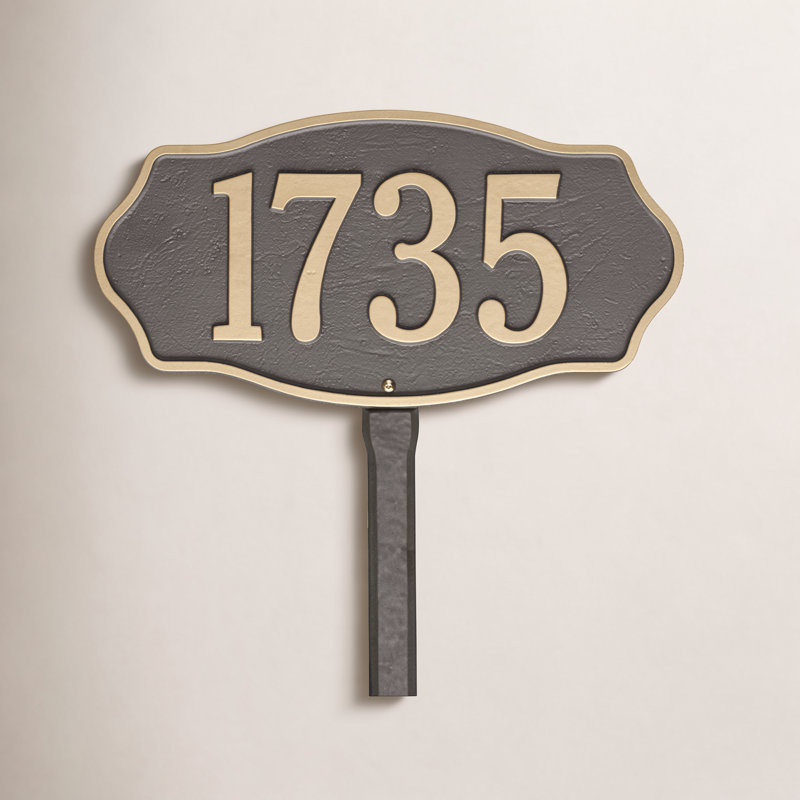 Hampshire 1-Line Lawn Address Sign, Bronze/Gold, Yes