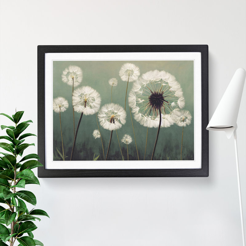 Entrancing Dandelion Flowers - Framed Print, Black, 34cm H x 46cm W x 2cm D