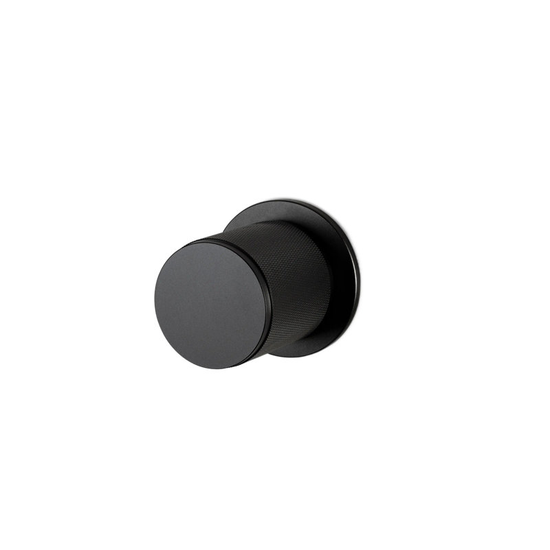 Cylindrical Knob with Round Rosette, Black