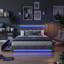 Storage Bed With 4 Drawers & Dual LED Lights, Upholstered Bed Frame With Adjustable Headboard, Grey Linen-555591948