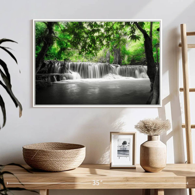Cascade tropicale Pop, 25 po x 17 po, Cadre flottant blanc