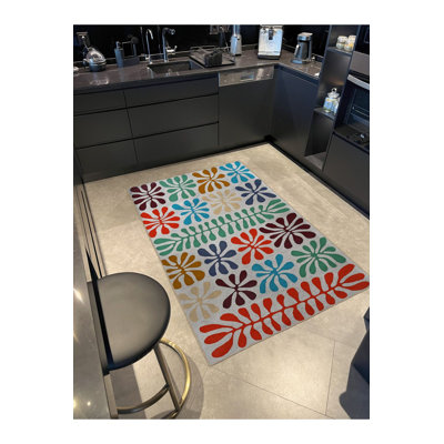 Multi Color Plant Floral Pattern Creative Modern Decorative Machine Washable Area Rug