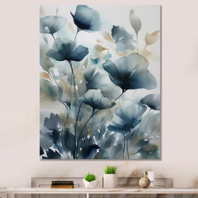 "Blue Leaf Foliage And Flowers III", reproduction d'art sur toile