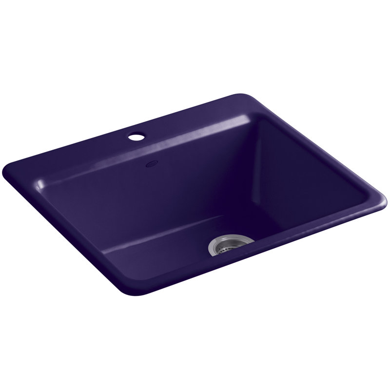 Riverby® 25" L x 22" W x 9-5 8" Bar Kitchen Sink with Basin Rack, 1 hole, Cane Sugar