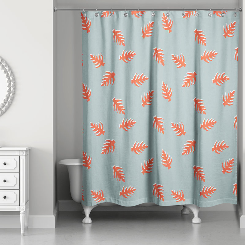 Rideau de douche simple Axl, Bleu / Orange