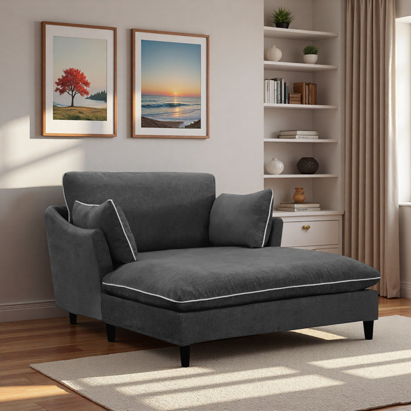 Chaise longue moderne avec coussins, Noir