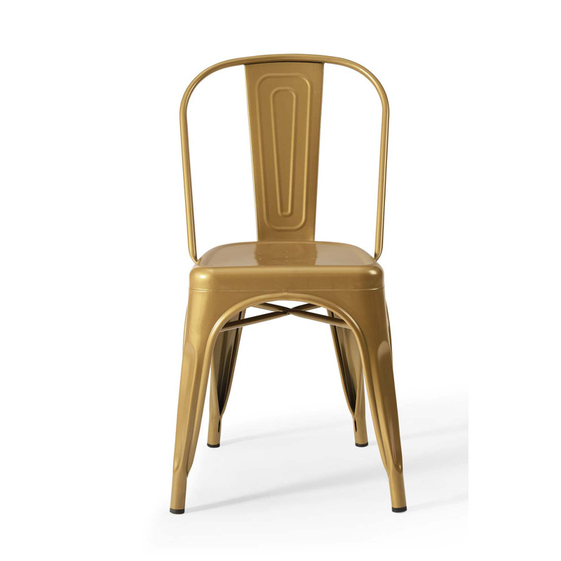 Gold Metal Bistro Dining Side Chair Set of 2