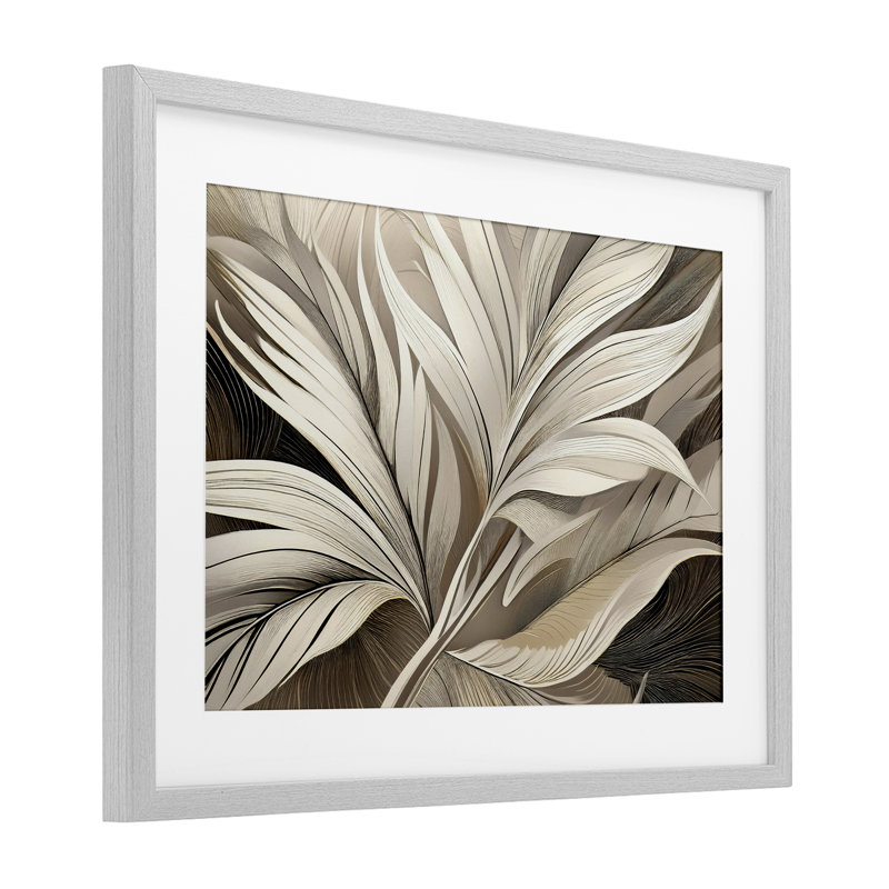«White Palm Curves», reproduction d'art sous verre encadrée par Norm Stelfox, H 17 po x l 23 po, Cadre de ferme gris