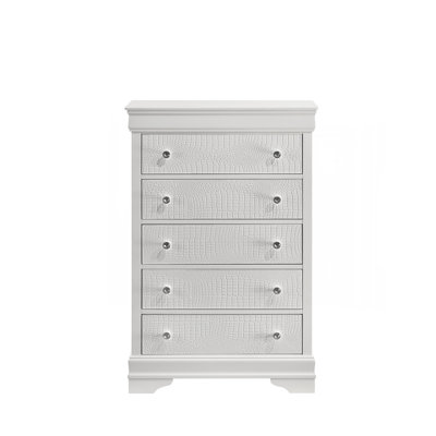 Blaze Modern Style 5-Drawer Chest Made With Wood In White