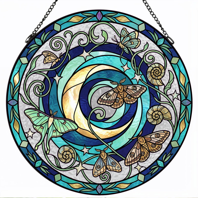 Panneau de vitrail en verre coloré, 7,8 heures, H 7,8 po