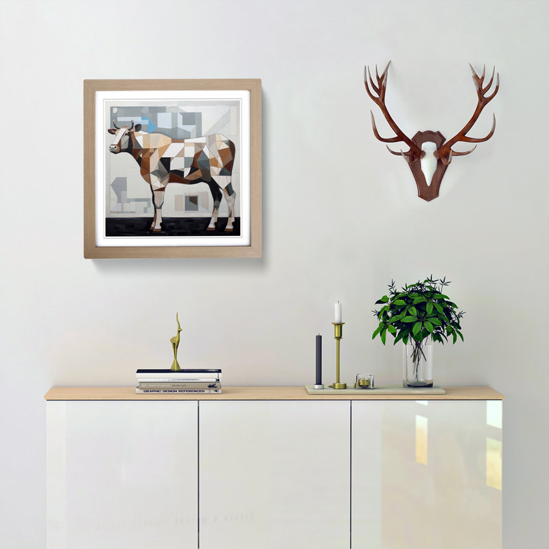 Cow Constructivism No.1 - Framed Print, Oak