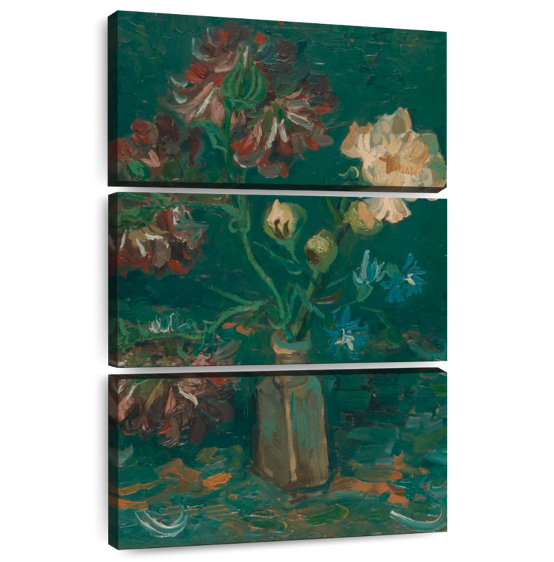 Harnek bouteille avec pivoines et delphiniums, H 57 po x l 36 po