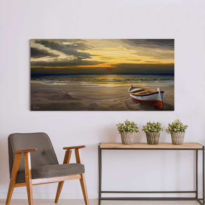 Sunset On The Seashore by Adriano Galasso - Wrapped Canvas Print, 60 cm H x 120 cm W