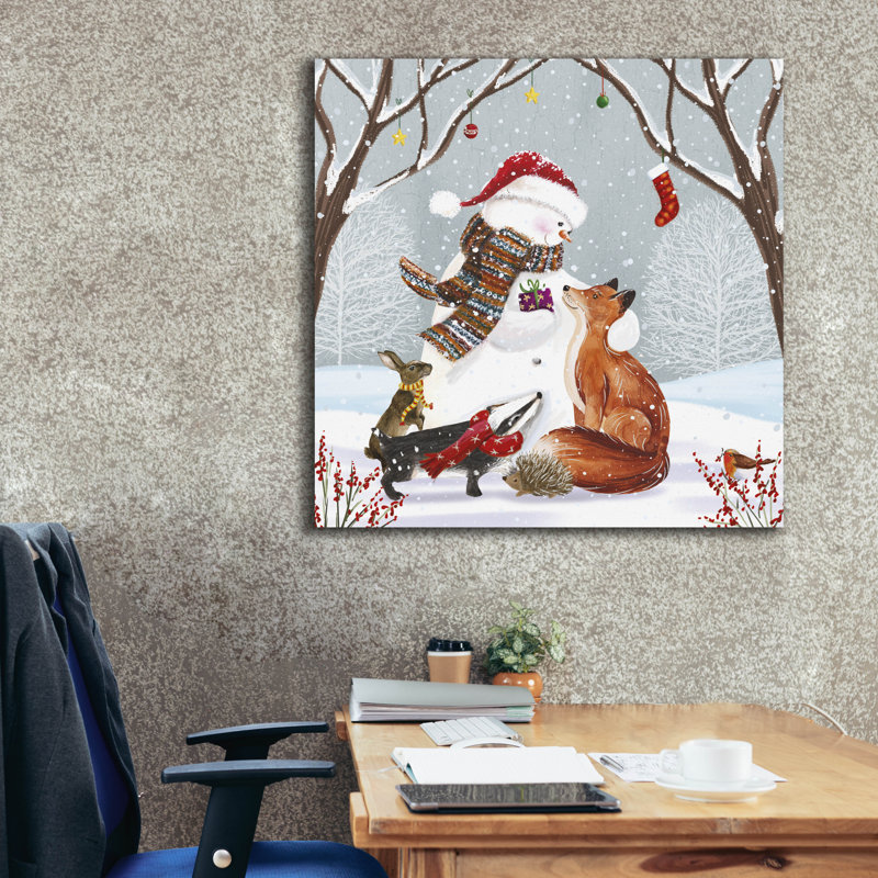  «Snowy Forest Friends» par Elle Media Group, art mural sur toile, 37 po x 37 po, H 37 po x l 37 po