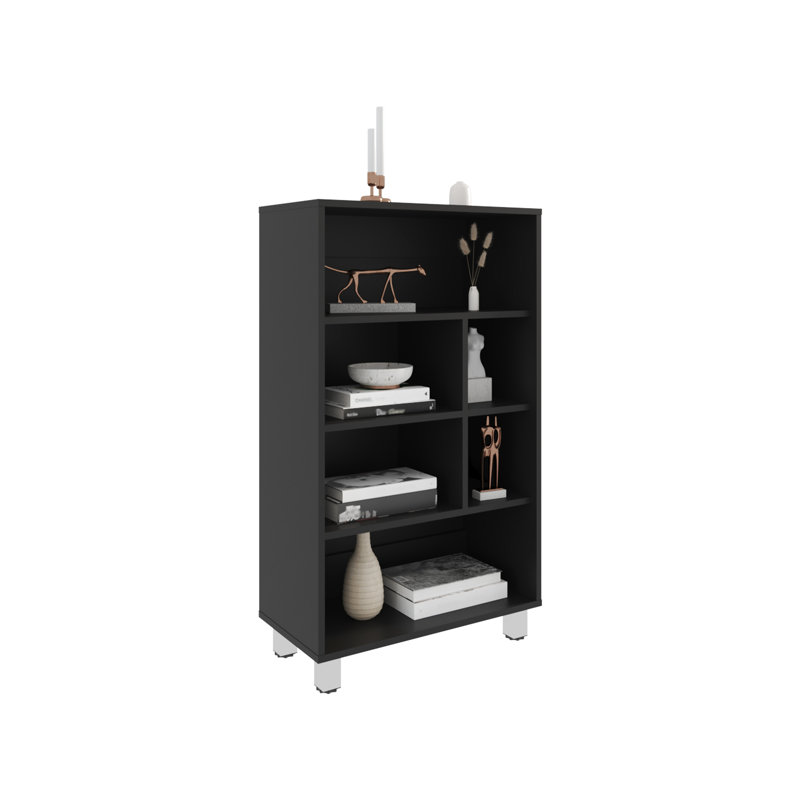 Office 40" Tall Four Bookcase In Black - Framework Compact Storage Solution