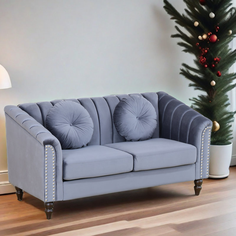 Causeuse rembourrée Melitta, Velours gris
