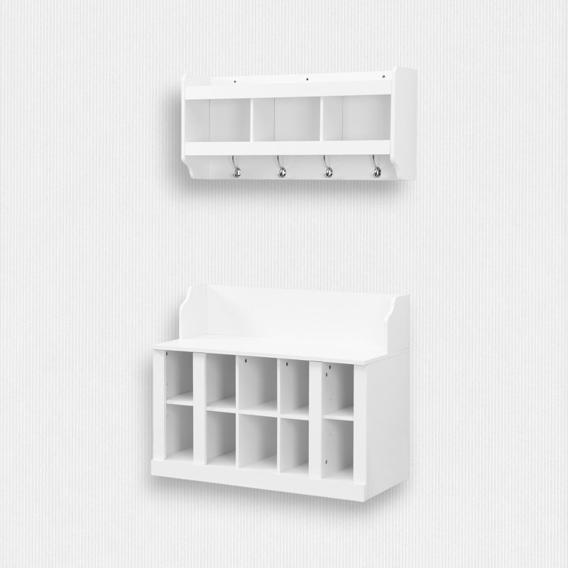 Arbre d'entrée avec rangement pour chaussures Raequawn, Blanc